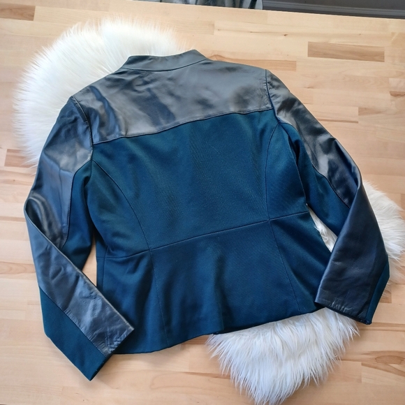 {Hal Rubenstein} Two-tone Leather Jacket in Navy - Picture 8 of 8